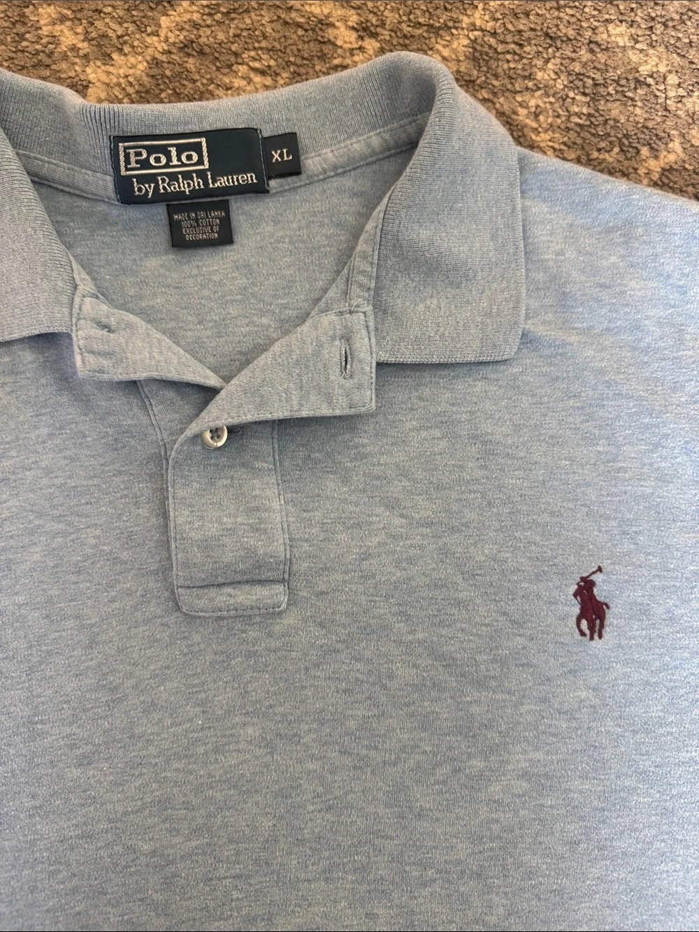 Polo by Ralph Lauren Sky Blue Cotton Polo with Embroidered Maroon Pony